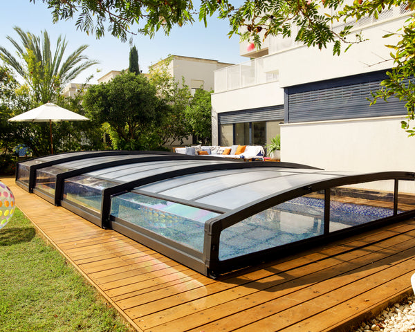Majorca 15 ft. x 28 ft. Pool Enclosure Kit- Grey Structure