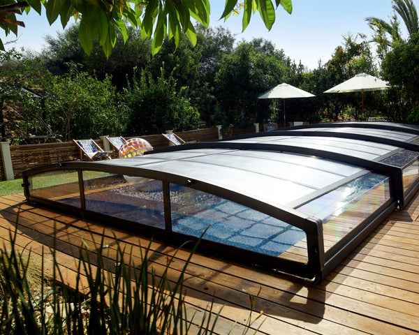 Majorca 15 ft. x 28 ft. Pool Enclosure Kit- Grey Structure