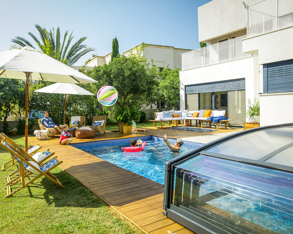 Majorca 15 ft. x 28 ft. Pool Enclosure Kit- Grey Structure