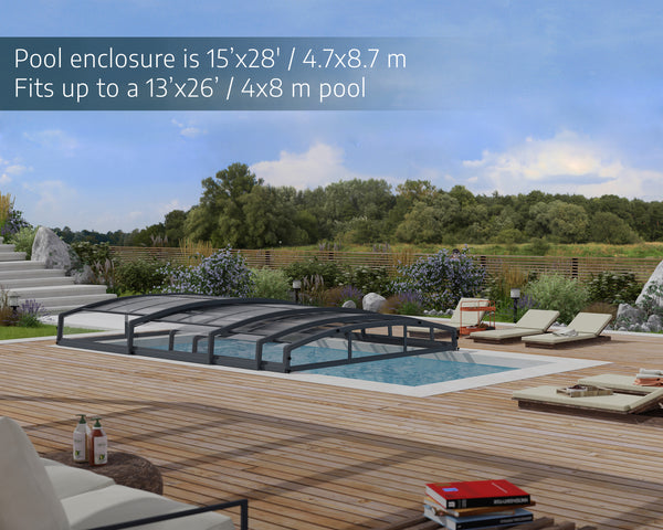 Majorca 15 ft. x 28 ft. Pool Enclosure Kit- Grey Structure