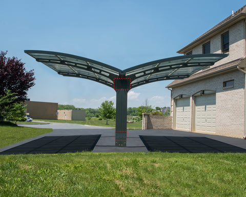 CANOPIA by PALRAM Arizona Wave 19 ft. x 16 ft. Grey Double Wings Shape Carport with Corrugated Roof Panels