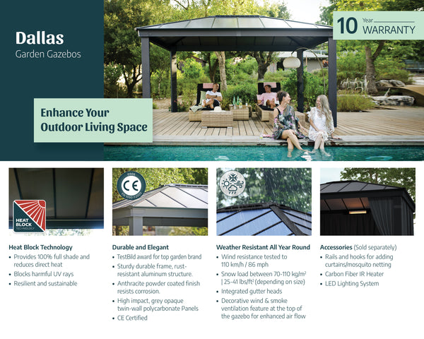 Canopia by Palram Dallas Gazebo Kits - Grey