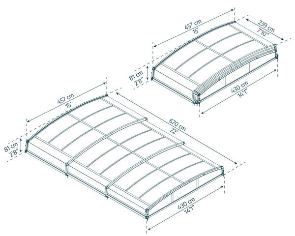 Majorca 15 ft. x 22 ft. Pool Enclosure Kit- Grey Structure