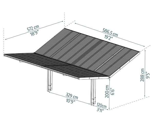 Canopia by Palram - Sydney 20 ft. x 20 ft. WINGS Double Carport Kit - Black Frame