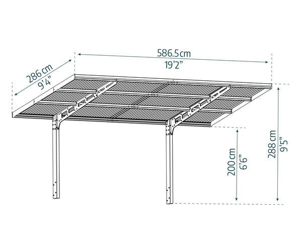 Canopia by Palram - Sydney 10 ft. x 20 ft. Wave Carport - Black Frame